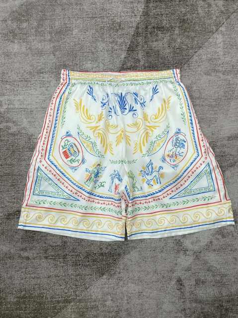 1:1 Quality Casa Crayon Line Print Silk Polo shirt & shorts set