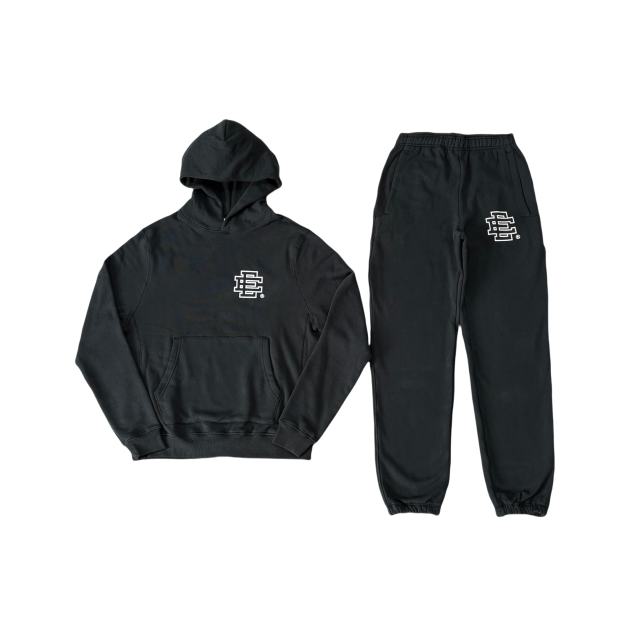 1:1 Quality Eric EE Black and White Logo Print Hoodie & Pants Set