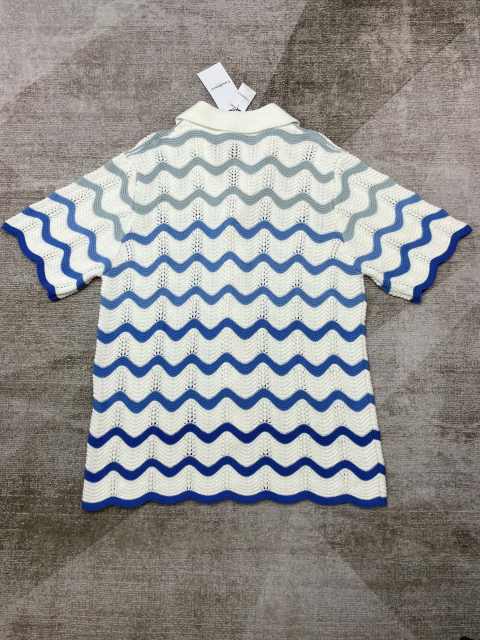 1:1 Quality Casa Gradient wave meta pearl button knit polo Shirt & Shorts Set 2 colors