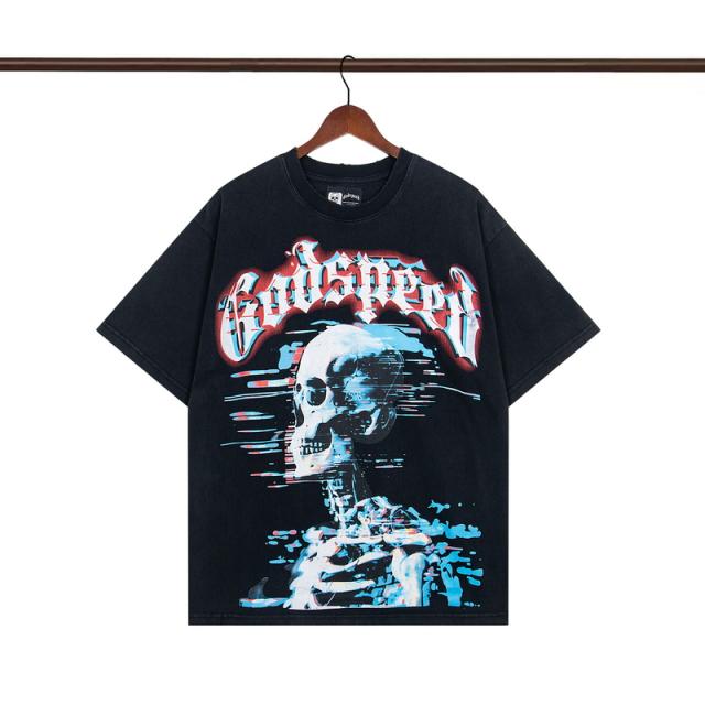 28031550 Strobe Skull Print Washed Version Tee 2 colors