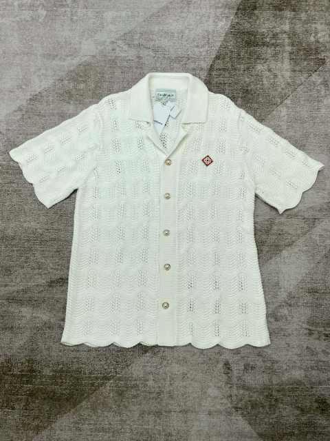 1:1 Quality Casa Vintage Pearl Button Ripple Cutout Knit Polo Shirt & Shorts Set