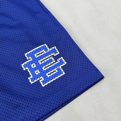 1:1 Quality Eric EE Beige Trim Blue Logo Print Mesh Shorts