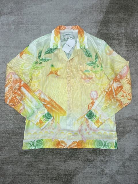 1:1 Quality Casa Silk Vintage Style Portrait Letter Print Long Sleeve Shirt