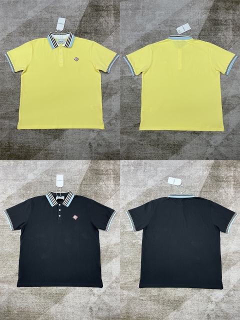 1:1 Quality Casa Blue White and Black Check Colour Block Polo Shirt 2 colors