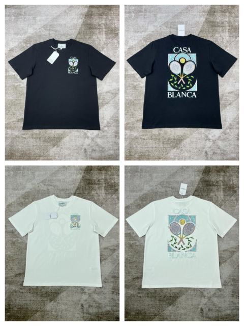 1:1 Quality Casa Cross Tennis Racket Letter Print tee 2 colors