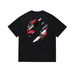 Bape Colorful Lines Big Ape Head Back Small Head Letter Print Tee 2 colors