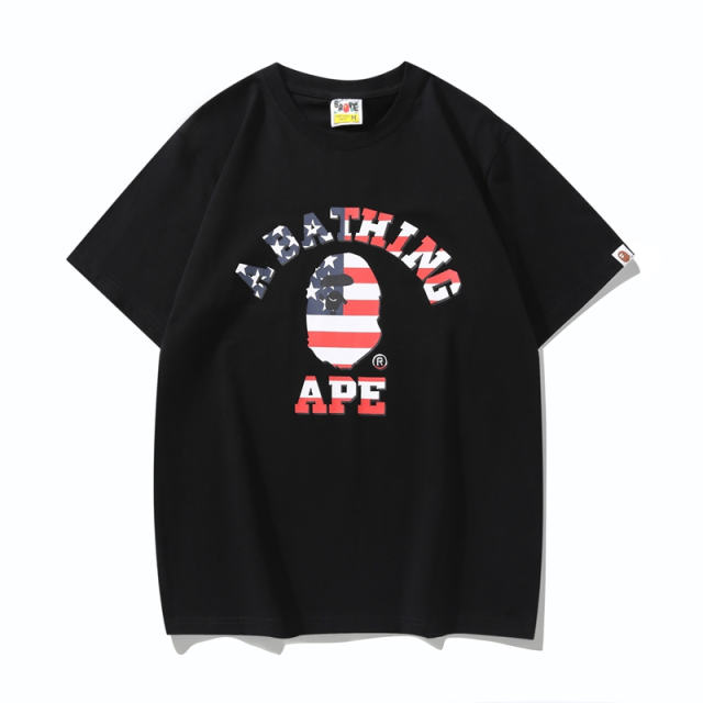 1:1 Quality Bape Star Spangled Banner Limited Ape Letter Tee 2 colors