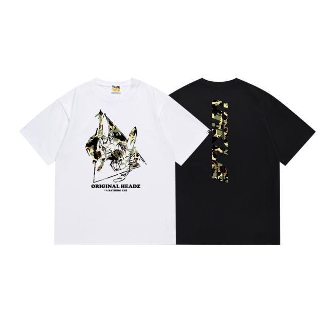 Bape Co-branded Camouflage Pattern Letter Print Tee 2 colors