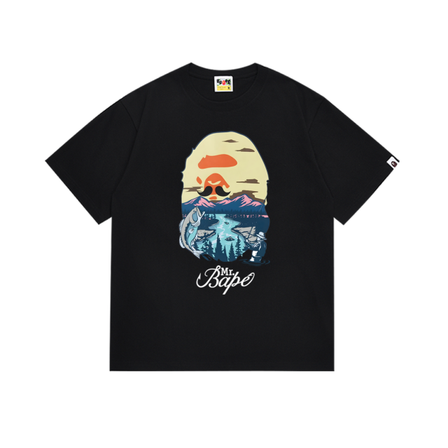 Bape Fishing Landscape Ape Head Print Tee 2 colors