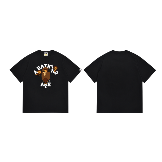 Bape Four Little Monkeys Ape Head Letter Print tee 2 colors