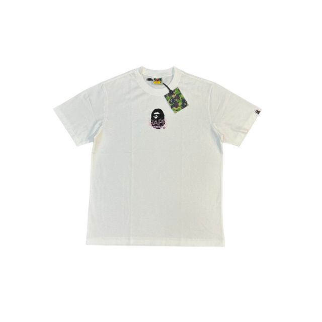 1:1 Quality Bape Embroidered Pink Letter Print Tee 2 colors