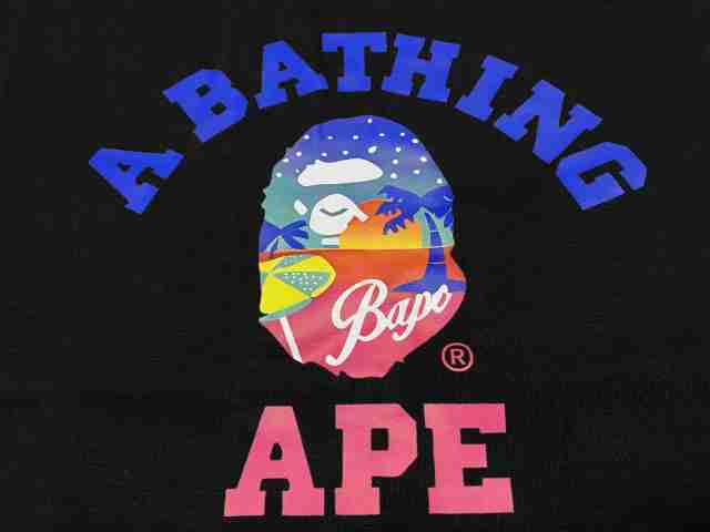 Bape Beach Sunset Ape Head Two Color Letter Print Tee 2 colors