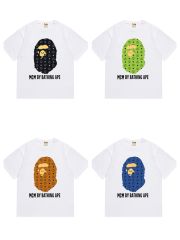 Bape MCM Diamond Block Pattern Ape Head Tee 4 colors