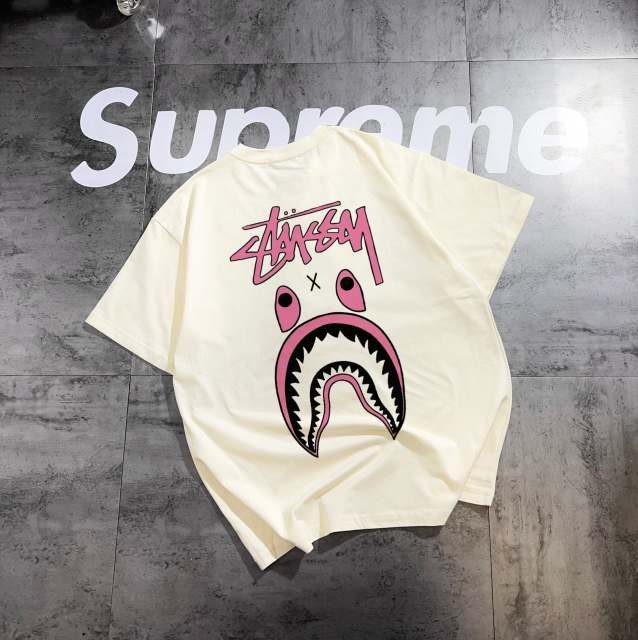 Bape Co-branded Shark's Mouth Letter Print tee 4 colors
