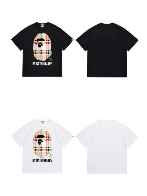 Bape Plaid Ape Head Letter Print Tee 2 colors