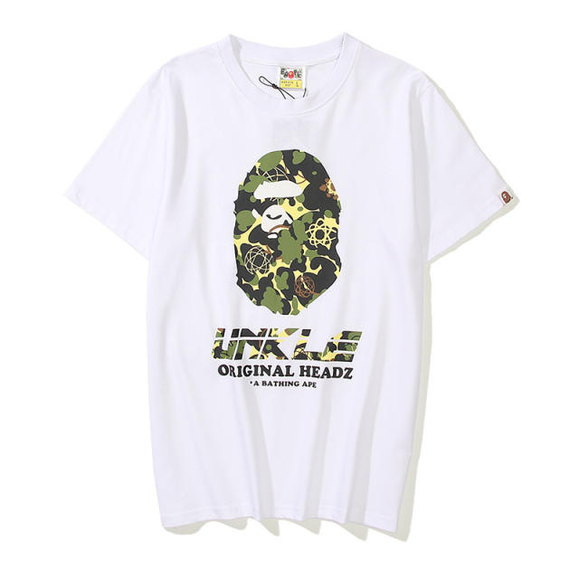 Bape Camouflage Yellow Green Black Ape Head Letter Print tee 2 colors