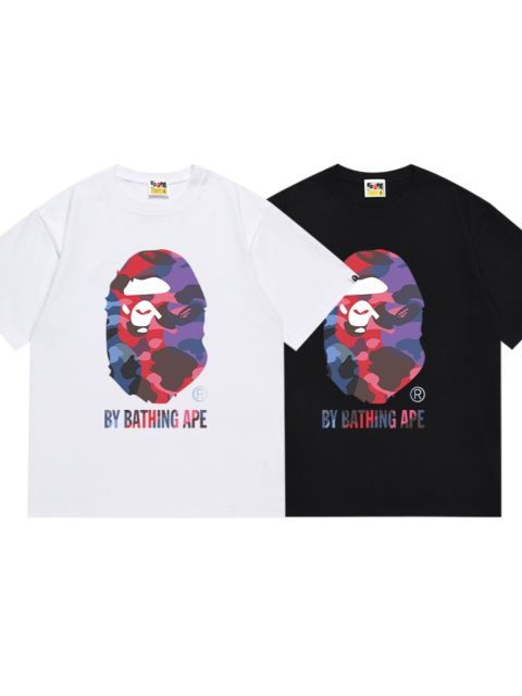 Bape Gradient Camouflage Big Ape Head Letter Print Tee 2 colors