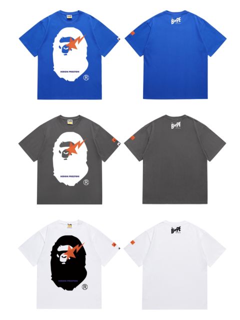 Bape Lightning Ape Big Head Pattern tee 3 colors