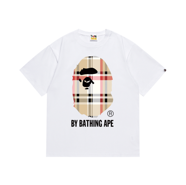 Bape Plaid Ape Head Letter Print Tee 2 colors