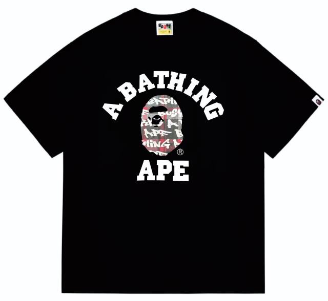 Bape Lettered Graffiti Plaid Ape Head Tee 4 colors