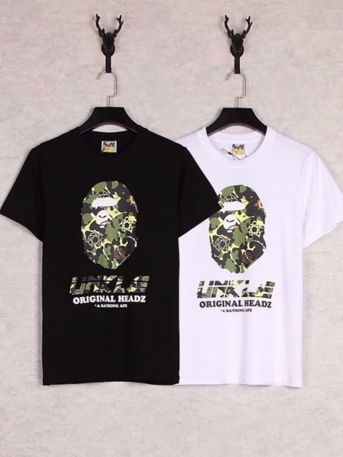 Bape Camouflage Yellow Green Black Ape Head Letter Print tee 2 colors