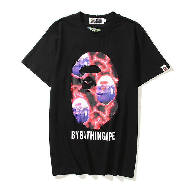 Bape Red Lightning Ape Head Print tee 2 colors