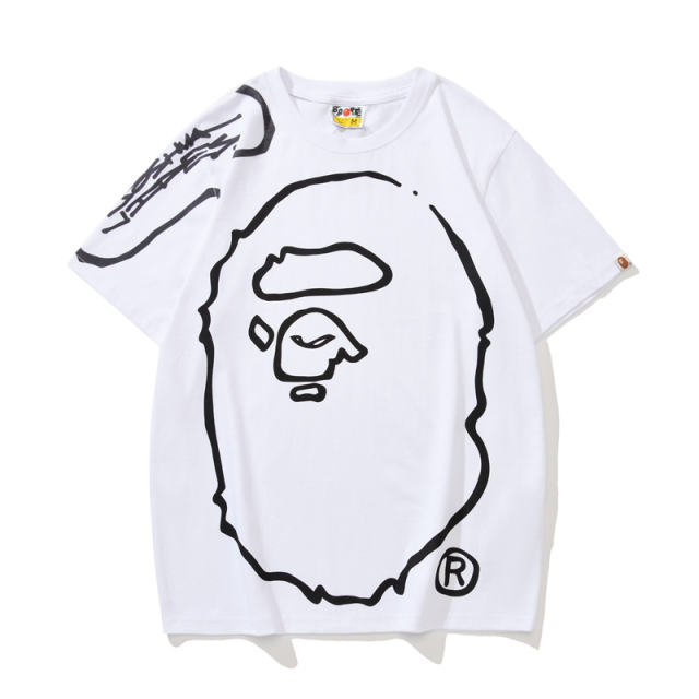 Bape Co-branded Hand Painted Great Ape Head Graffiti tee 2 colors