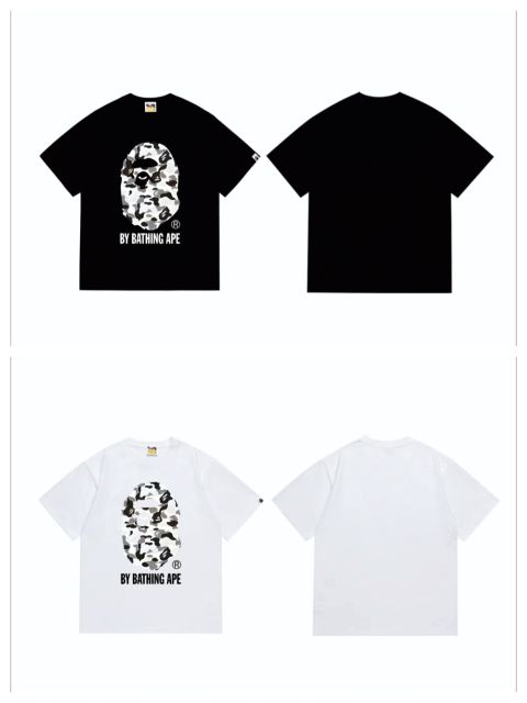 Bape Classic Black White Grey Camouflage Big Ape Head Print  tee 2 colors