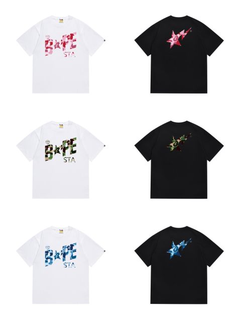 Bape STA Camouflage Lightning Star Letter Tee 6 colors