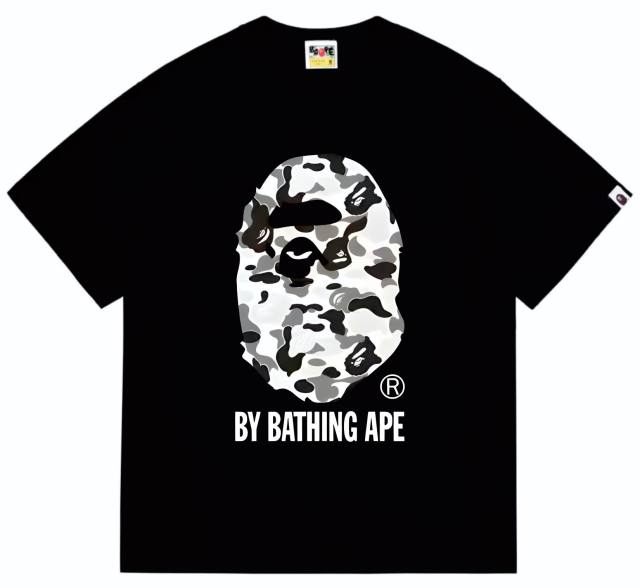 Bape Classic Black White Grey Camouflage Big Ape Head Print  tee 2 colors