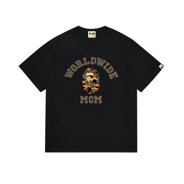 Bape Camouflage Ape Head Rhinestone Letter tee 2 colors