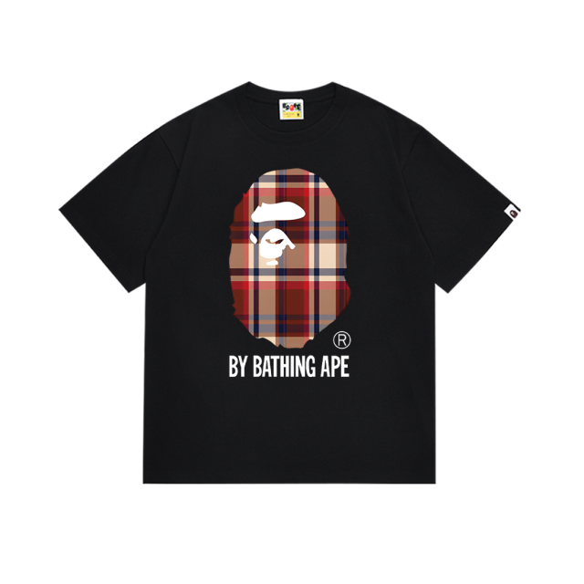 Bape Plaid Big Ape Head Letter Print Tee 4 colors
