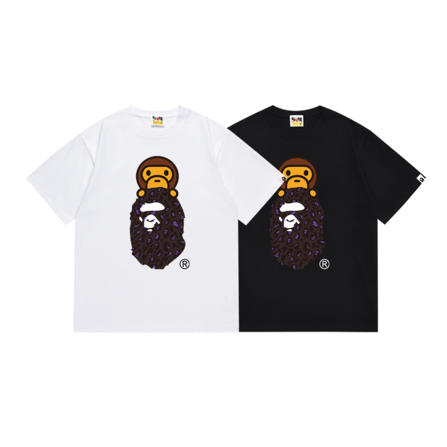 Bape Leopard Ape Head Cartoon Monkey Print Tee 4 colors