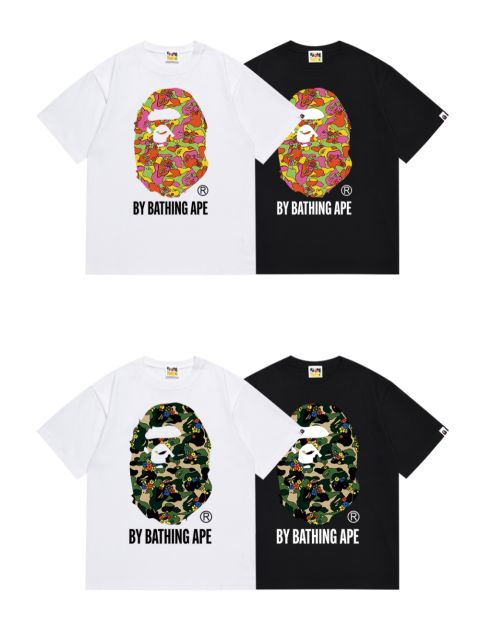 Bape Camouflage Small Floral Pattern Large Ape Head Tee 4 colors