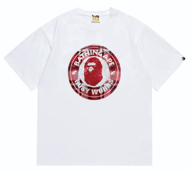 Bape Circle Badge Plaid Ape Head Tee 2 colors