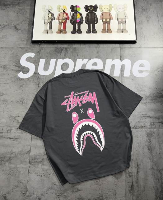 Bape Co-branded Shark's Mouth Letter Print tee 4 colors