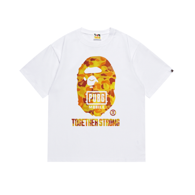 Bape PUBG Co-Branded Orange Camouflage Ape Head Tee 2 colors