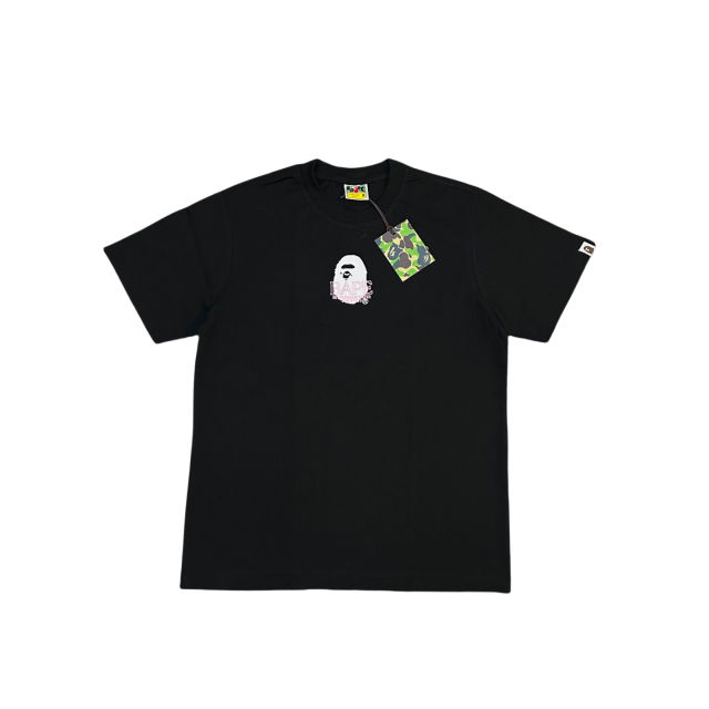 1:1 Quality Bape Embroidered Pink Letter Print Tee 2 colors
