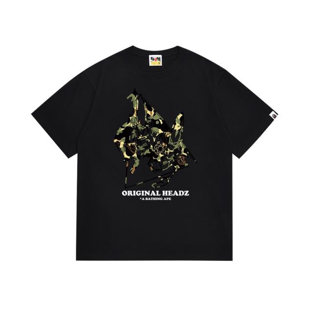 Bape Co-branded Camouflage Pattern Letter Print Tee 2 colors