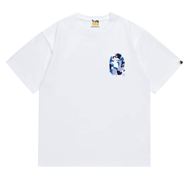 Bape STU Co-Branded White Blue Black Reorganized Ape Small Head Letter Print Tee 5 colors