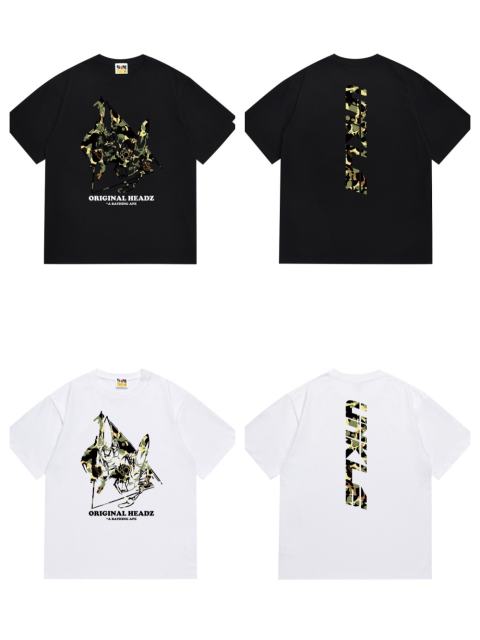 Bape Co-branded Camouflage Pattern Letter Print Tee 2 colors