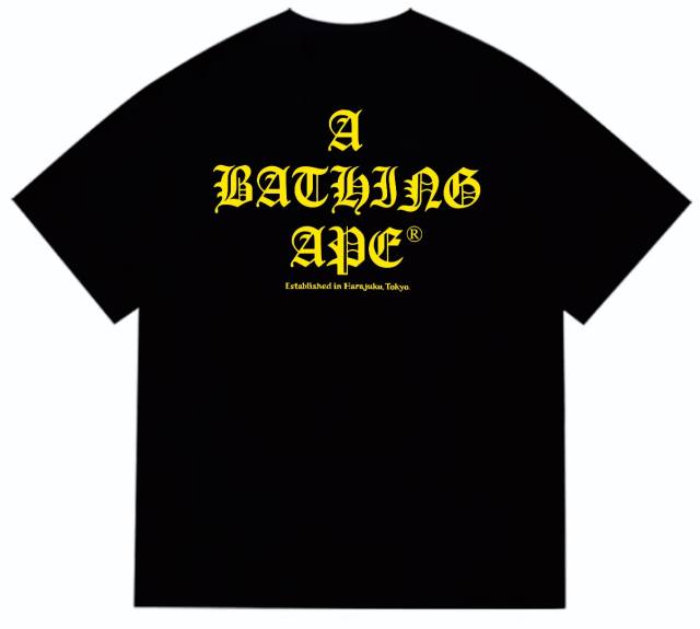 Bape 1993 Colorblock Ape Head Back Gothic Letter Print Tee 2 colors