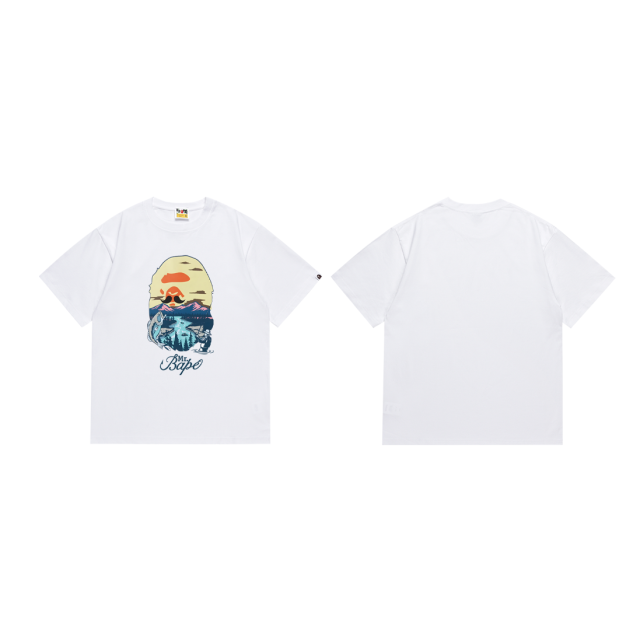 Bape Fishing Landscape Ape Head Print Tee 2 colors