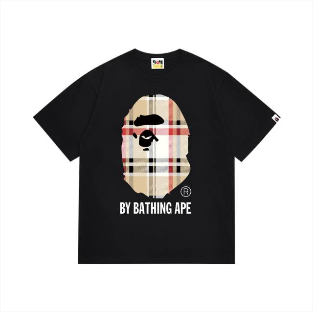 Bape Plaid Ape Head Letter Print Tee 2 colors