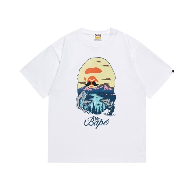 Bape Fishing Landscape Ape Head Print Tee 2 colors