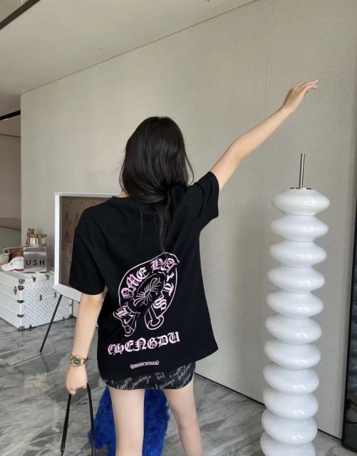 1:1 quality CH Pink Horseshoe Letter Print Tee