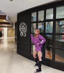 1:1 quality CH Graffiti Collection Purple Long Sleeve T-Shirt & skirt set