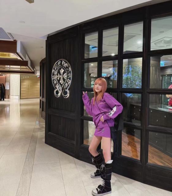 1:1 quality CH Graffiti Collection Purple Long Sleeve T-Shirt & skirt set