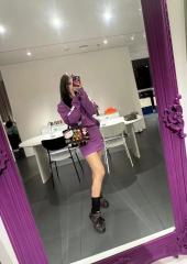 1:1 quality CH Graffiti Collection Purple Long Sleeve T-Shirt & skirt set