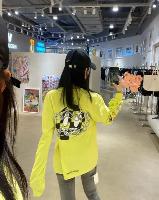 1:1 quality CH Apple Green Graffiti Print Long Sleeve T-Shirt